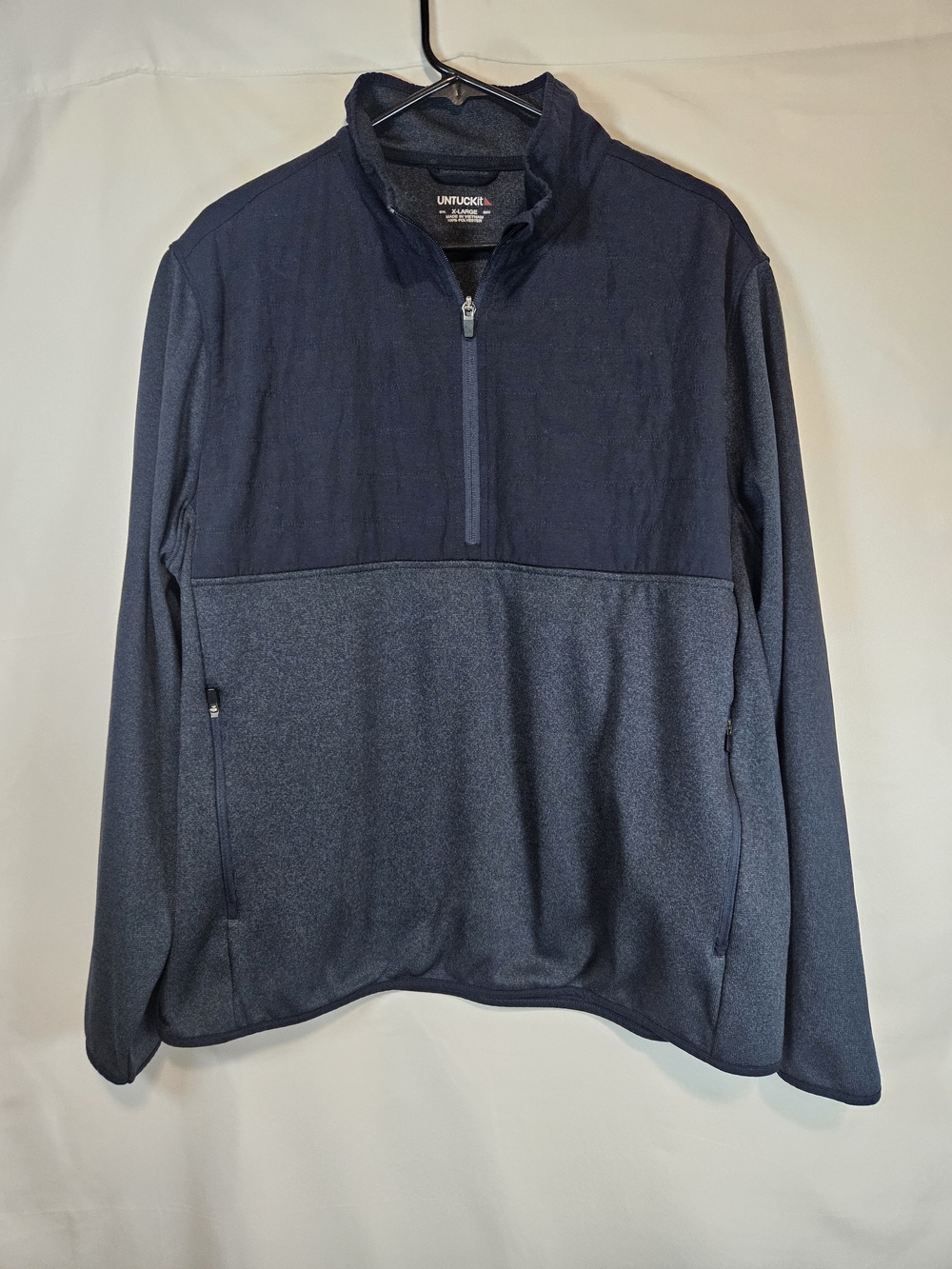 UNTUCKit Men's Navy Two-Tone Quarter-Zip Pullover